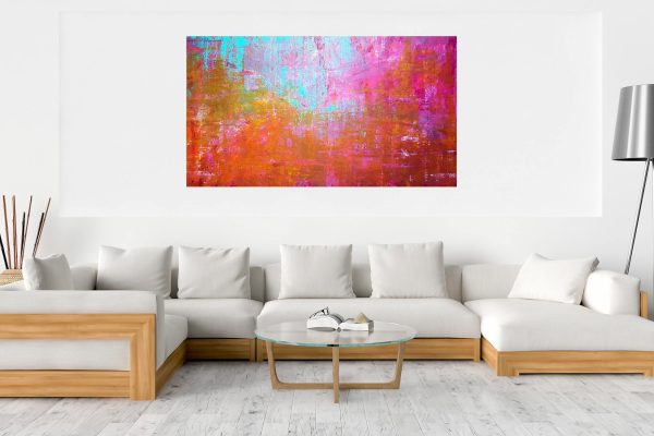 large colorful abstract, pink abstract, extra large original artworks