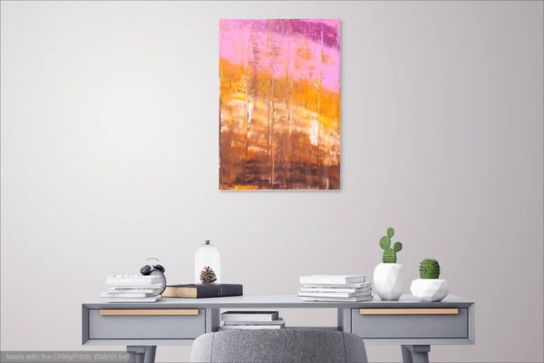 brown and orange painting, pink abstract, sunset