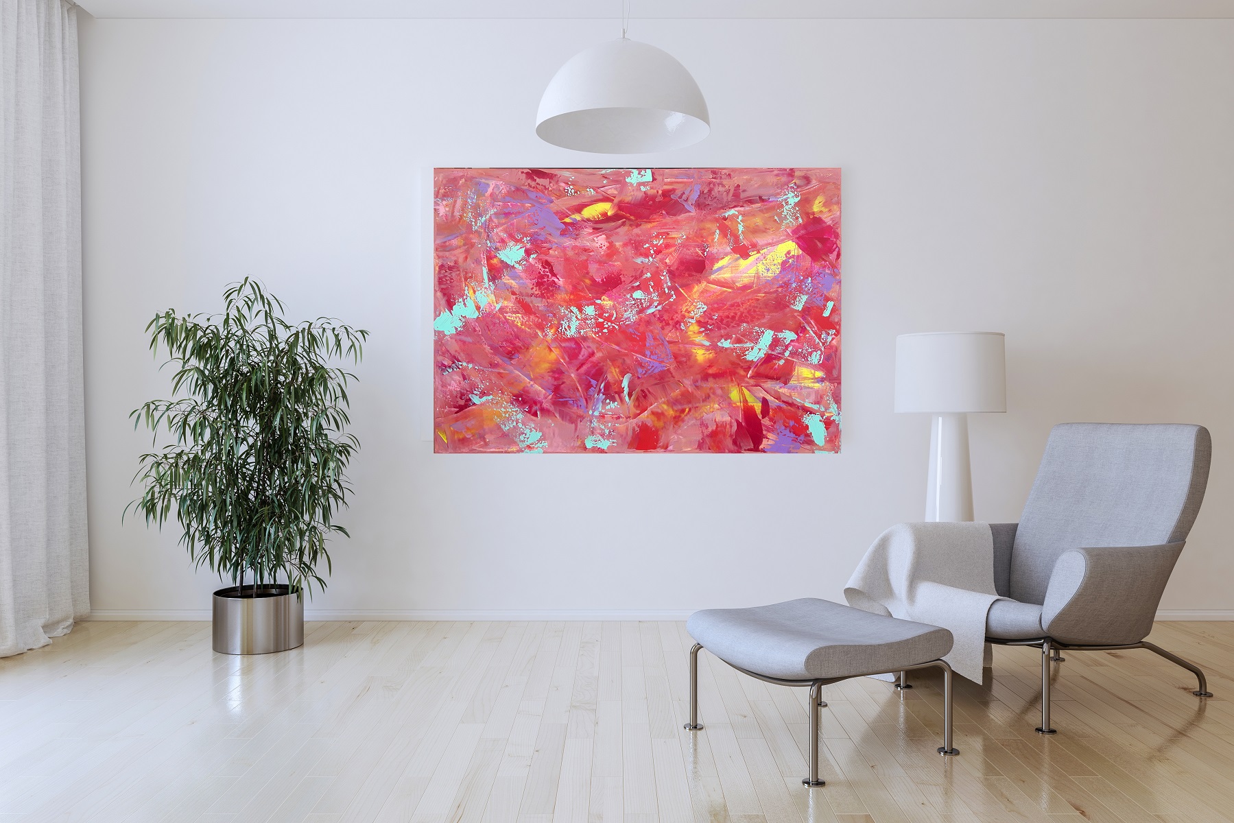 pink abstract painting, modern art