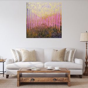 large golden abstrat, pink and gold, old rose