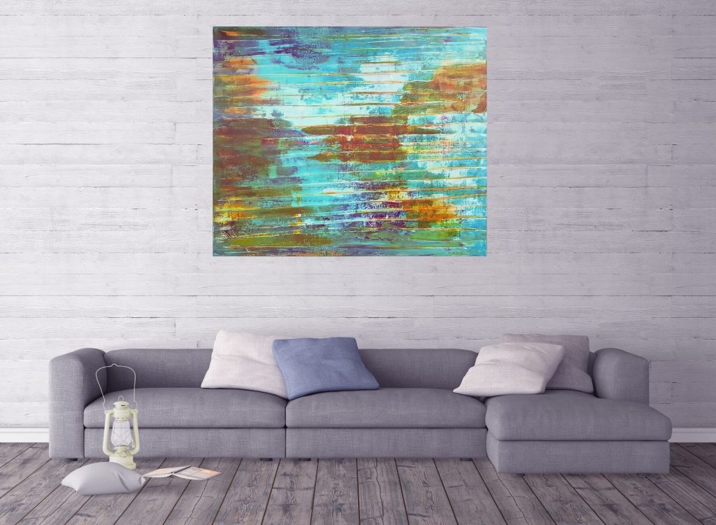 Restore the memories - XL turquoise blue abstract - Ivana Olbricht