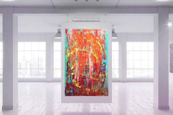 xl colorful abstract, multicolred abstract, blue and orange abstract, fire painting