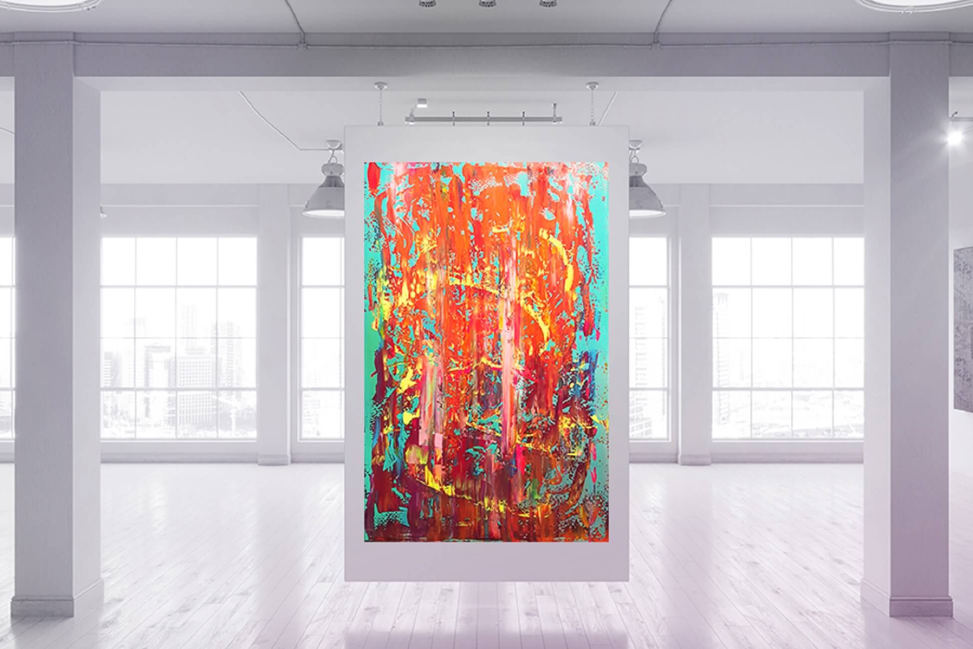 xl colorful abstract, multicolred abstract, blue and orange abstract, fire painting