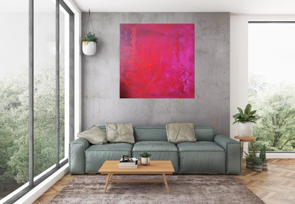 červený abstraktný obraz, ružová maľba, červený minimalistický obraz
