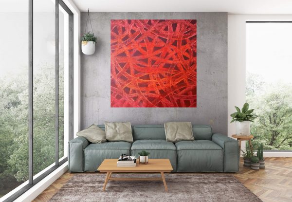 red painting, red abstrakt, large red art, heart, love