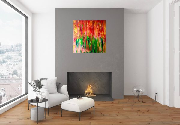 tulips, abstract art, colorful painting