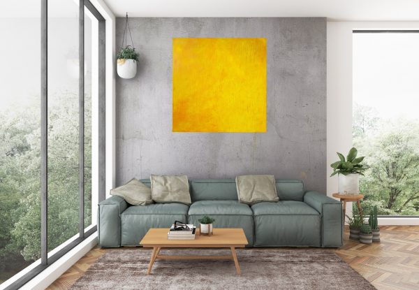 yellow painting, large yellow art, orange abstract, the sun painting
