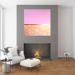 pink painting, large golden painting, stones, large absgract art, minimalism