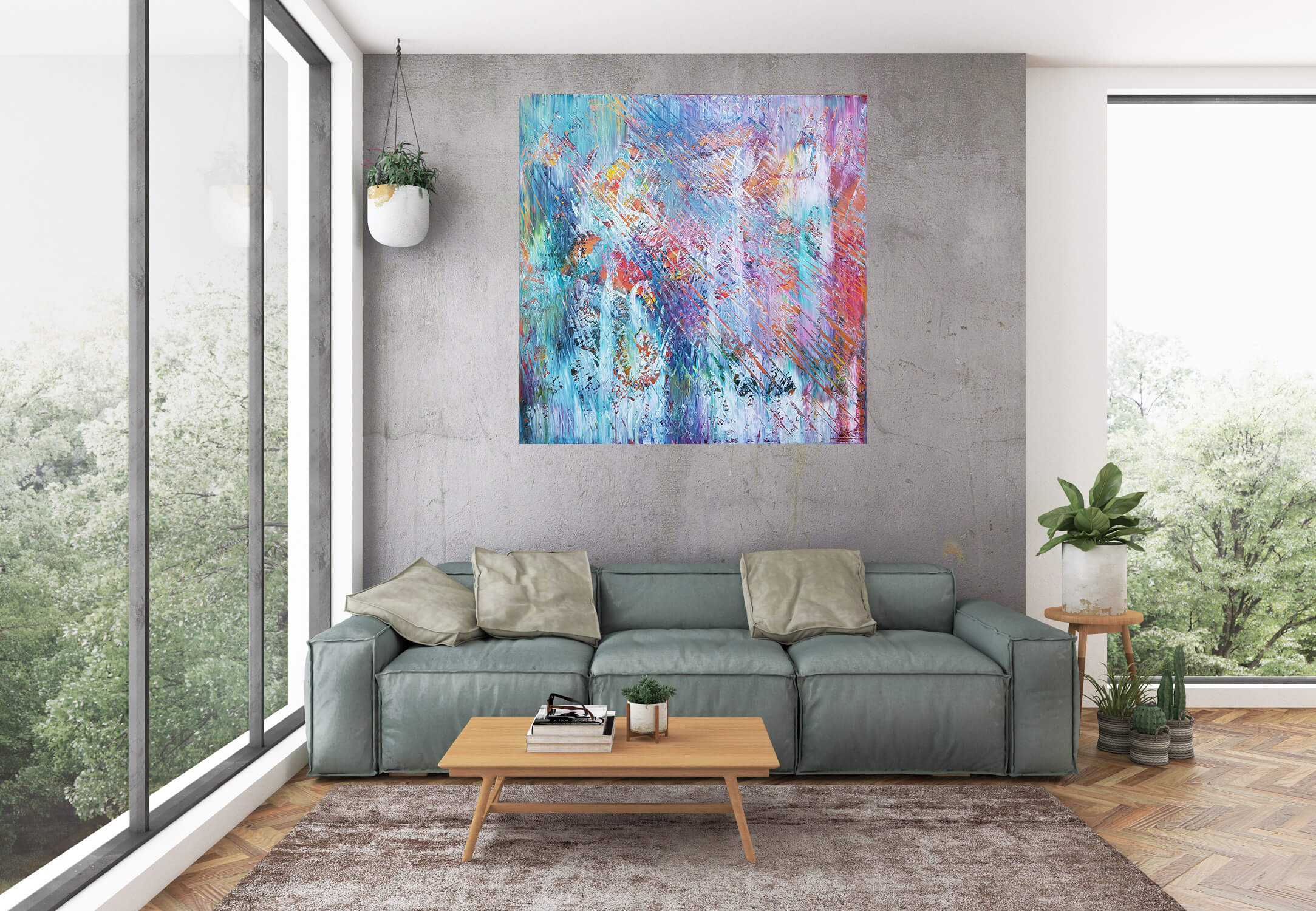 Fragments of joy - XL colorful abstract painting - Ivana Olbricht