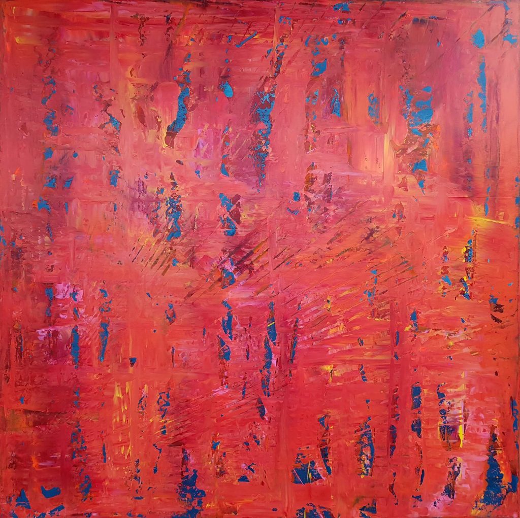 Indian summer - large red and blue abstract - Ivana Olbricht