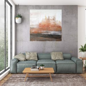 winter landscape, abstract landscape, trees, golden painting, painting for living room