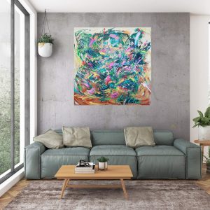 floral painting, large abstract, neon colors, colorful painting