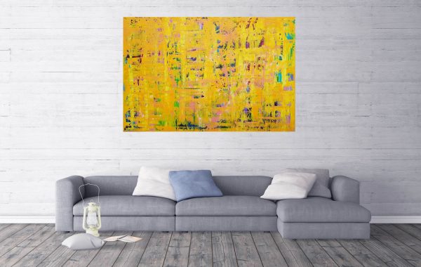 yellow painting, the sun, xxl painting, statement art, expresionism