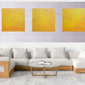 triptych painting, orange painting, yellow painting