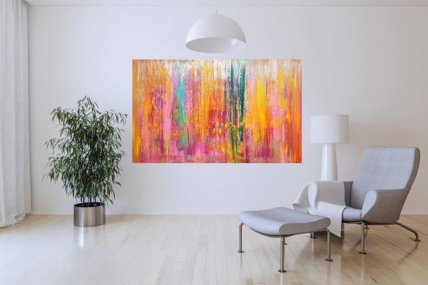coloful painting, large abstract, spring landscape