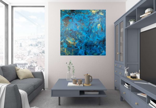 blue painting, large abstract, modern artwork, ivana olbricht