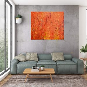 oranžový obraz, abstraktný obraz, obraz do obývačky, ručne maľovaný obraz
