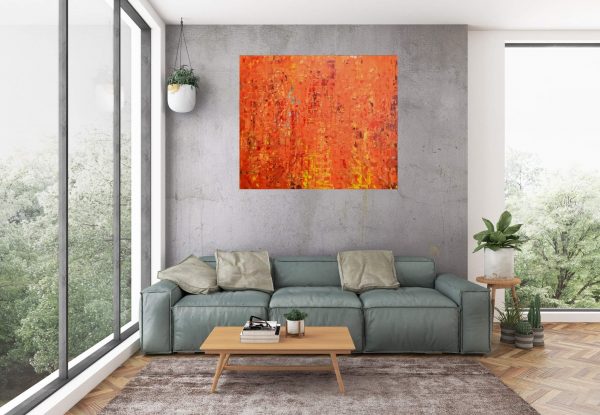 orange painting, moder art, abstract painting, original art, textured artwork
