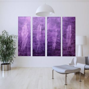purple painting, multipannelled art, minimalistic painting