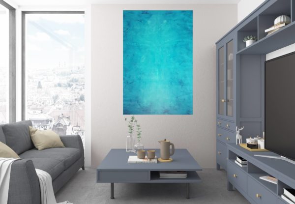 turquoise blue painting, original art, large abstract painting, blue art, tyrkysovy obraz