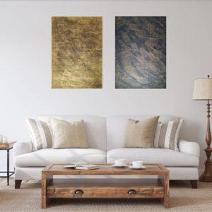 golden painting, golden and black painting, diptych painting, love