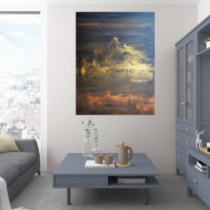 zlatý obraz, zlatá hora, medený obraz, obraz do obývačky, veľký abstraktný obraz