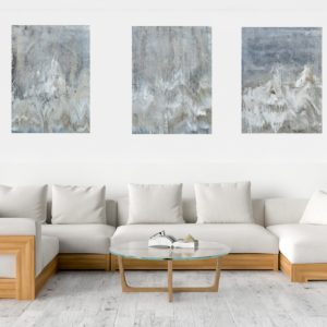 triptych painting, silver painting, black and silver painting, large abstract, original art