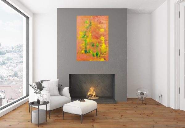 farebný obraz, obraz do obývačky, veľký abstraktný obraz, oranžový obraz, jesenný obraz, ružový obraz, lososová fareba
