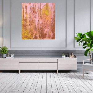 pink painting, golden and pink painting, large abstract