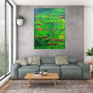 green painting, green abstract, painting for living room, rain forest, Costa Rica