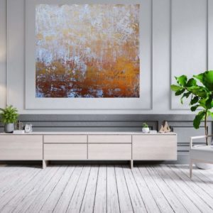golden panting, winter landscape, copper painting, textrured painting, snow