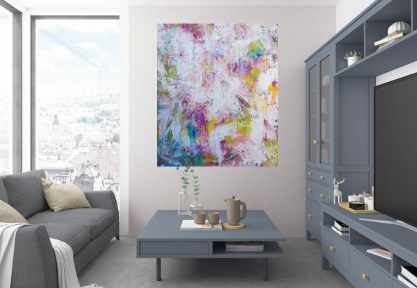 Floral painting, large abstract, painting for living room, colorful abstract art
