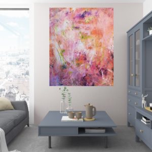 tulips, floral painting, summer landscape, meadow painting, blooming flowers, large abstract painting, painting for living room