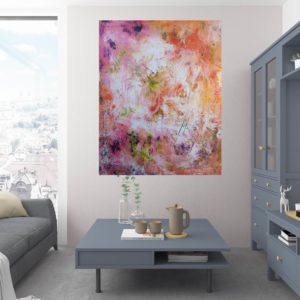 summer, spring meadow, floral painting, colorful abstract art, large abstract painting