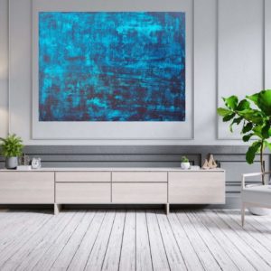 modrý obraz, veľký abstraktný obraz, tyrkysový obraz, zimná krajinka, mráz, obraz do spálne