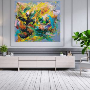 floral painting, serotonin, positiv painting, large abstract painting, colorful painting