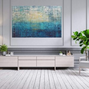 blue painting, large blue abstract, sunset, lake painting, seascape painting, famous artist
