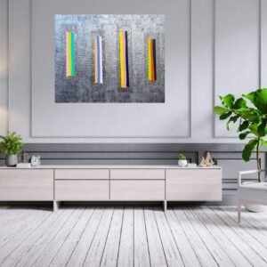 modern painting, silver painting, colorful abstract painting