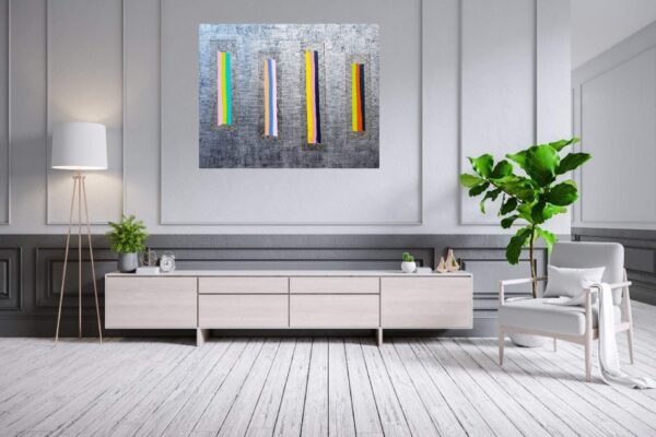 modern painting, silver painting, colorful abstract painting