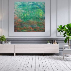 green painting, vibrant painting, earthy tones, nature, abstract painting, large green painting