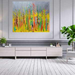 large abstract, autumn, modern art, orange painting