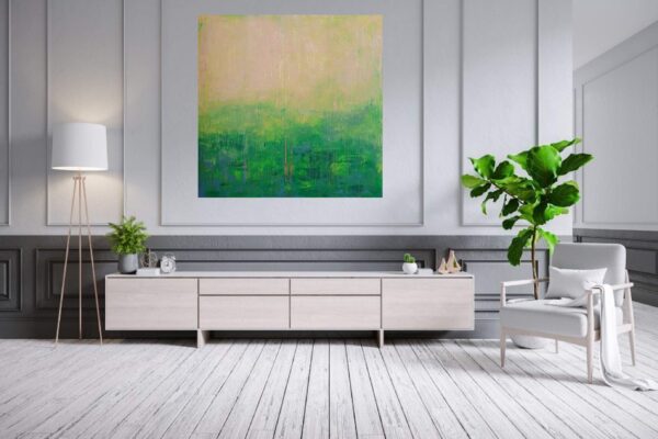 cherry tree painting, garden, spring landscape, large abstract painting